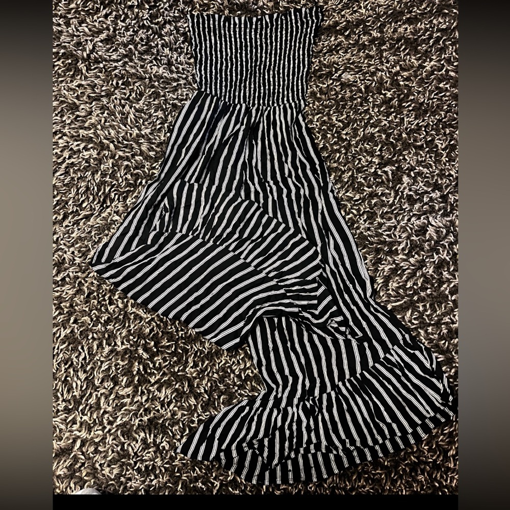 Black and White Striped Jumpsuit